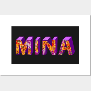 Top 10 best personalised gifts 2022  - Mina floral - personalised,personalized custom name in ombre Posters and Art